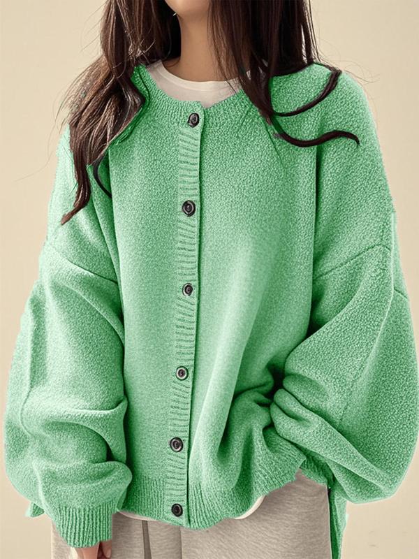 SOPHIA™ - Women Solid Color Button Front Knit Cardigan