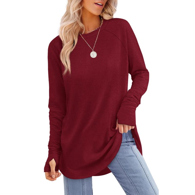 MIRA™ - Women's Long Sleeve Tunic Top with Thumb Hole and Curved Hem