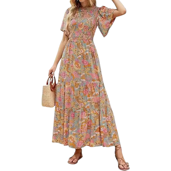 HILARY™ – Elegant Flowing Floral Print Summer Dress