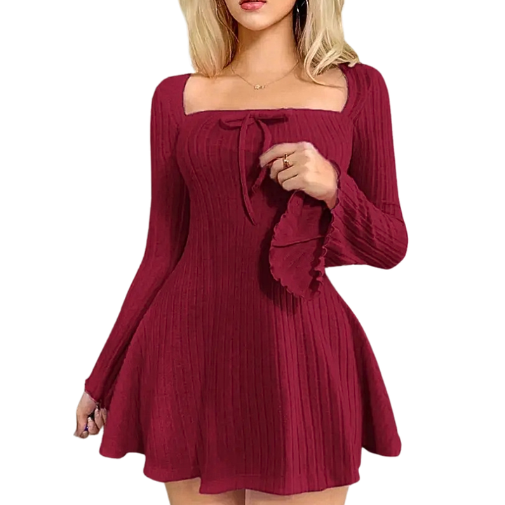 SOLENA™ – Chic Square Neck A-Line Mini Dress