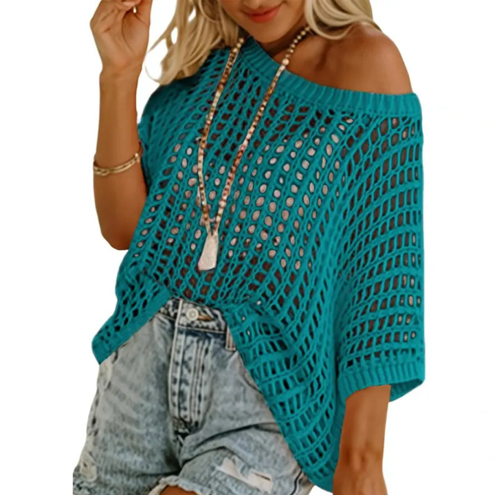 EMMARIE™ – Lightweight Scoop Neck Beach Knit Pullover