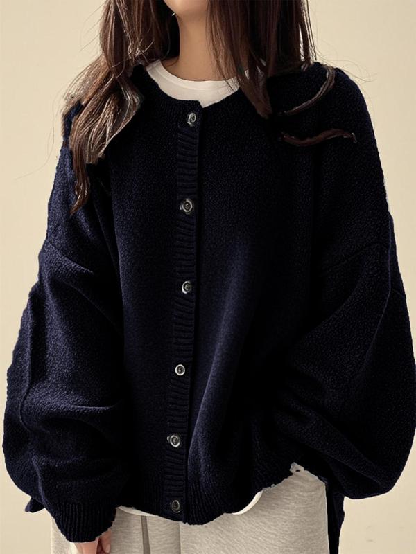 SOPHIA™ - Women Solid Color Button Front Knit Cardigan