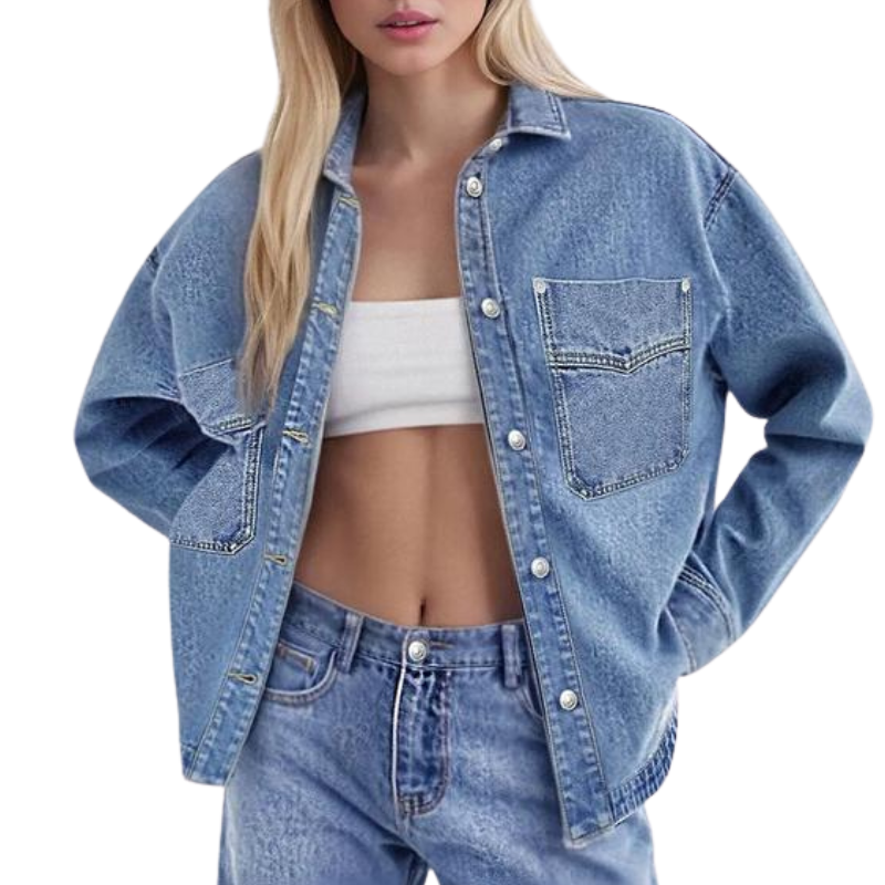 LOVELY™ – Women’s Casual Drop Shoulder Denim Jacket