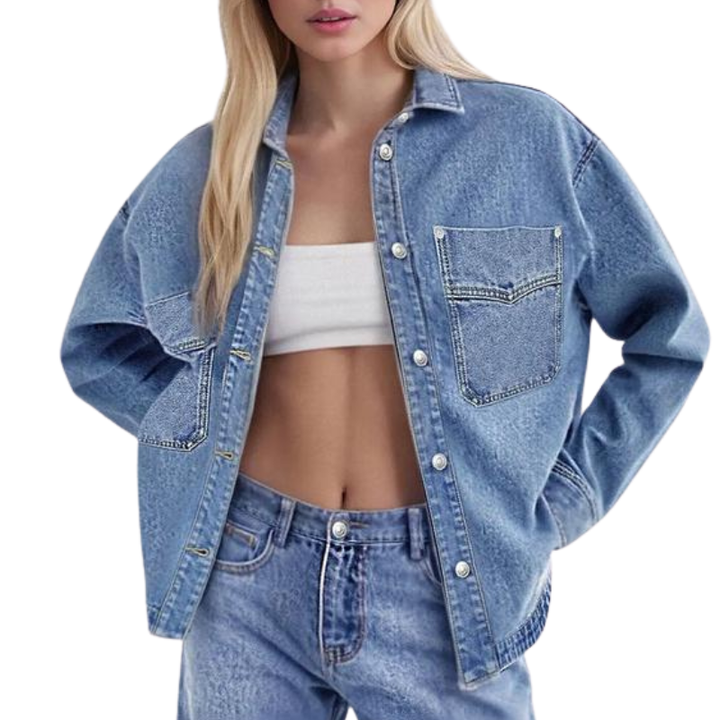 LOVELY™ – Women’s Casual Drop Shoulder Denim Jacket