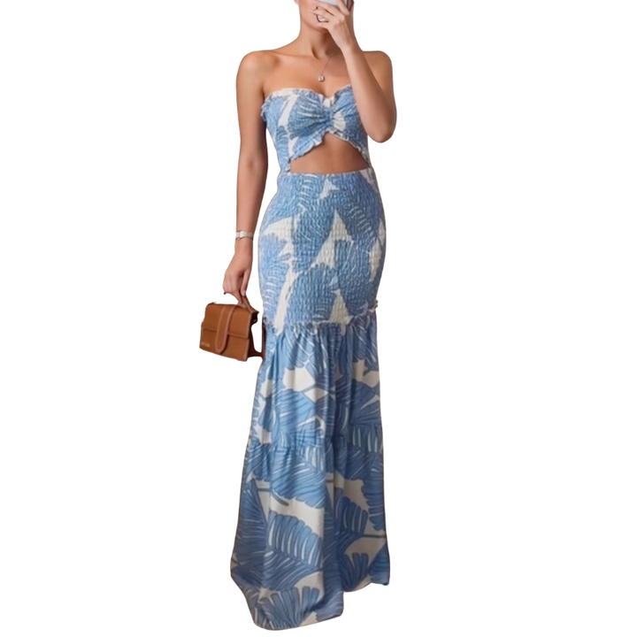 MALIYA™ – Tropical Print Ruched Mermaid Dress