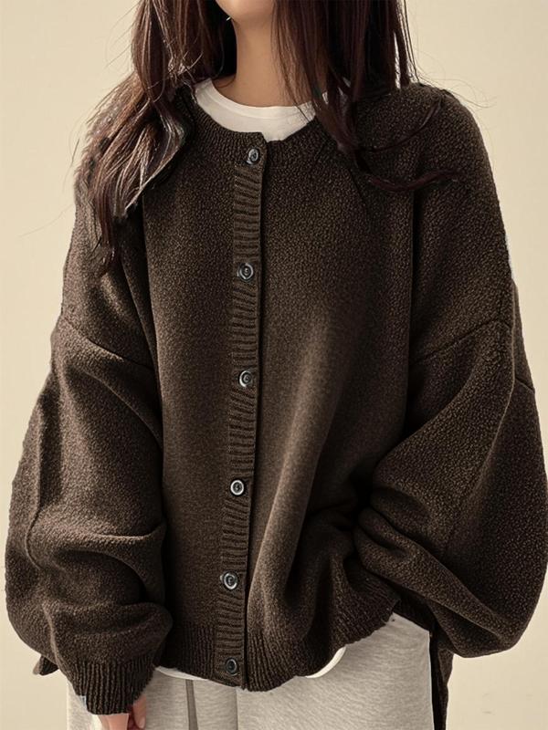 SOPHIA™ - Women Solid Color Button Front Knit Cardigan