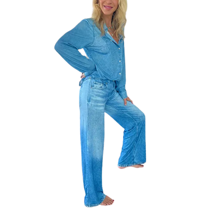 ALICE™ – Denim Shirt and Wide-Leg Jeans Set