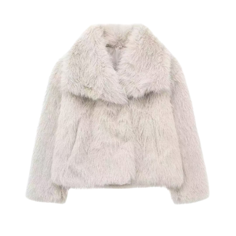 ROSANA™ – Elegant Oversized Fur Lapel Jacket