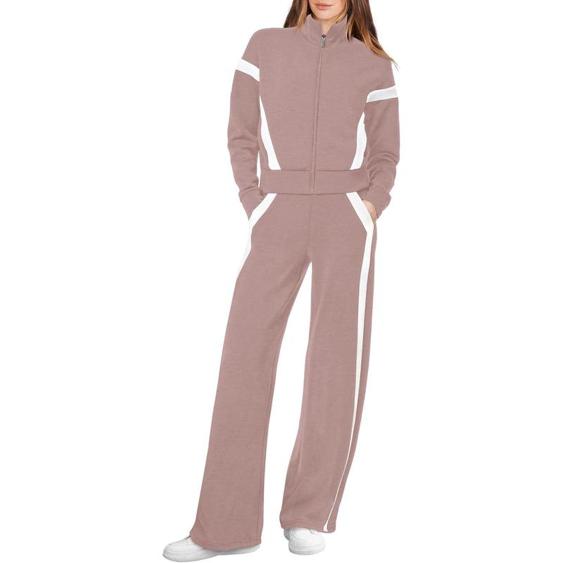 ARIANA™ – Women’s Sporty Zip Up Sweatsuit & Wide Leg Pants Set