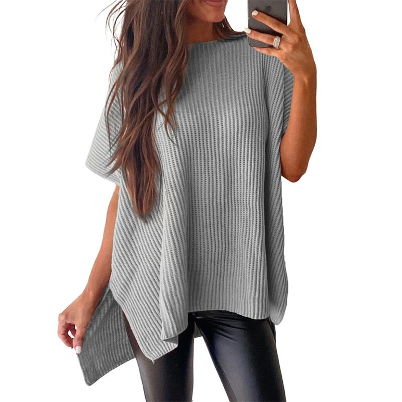 JANINE™ - Women Quarter Zip Rib Knit Pullover Sweater