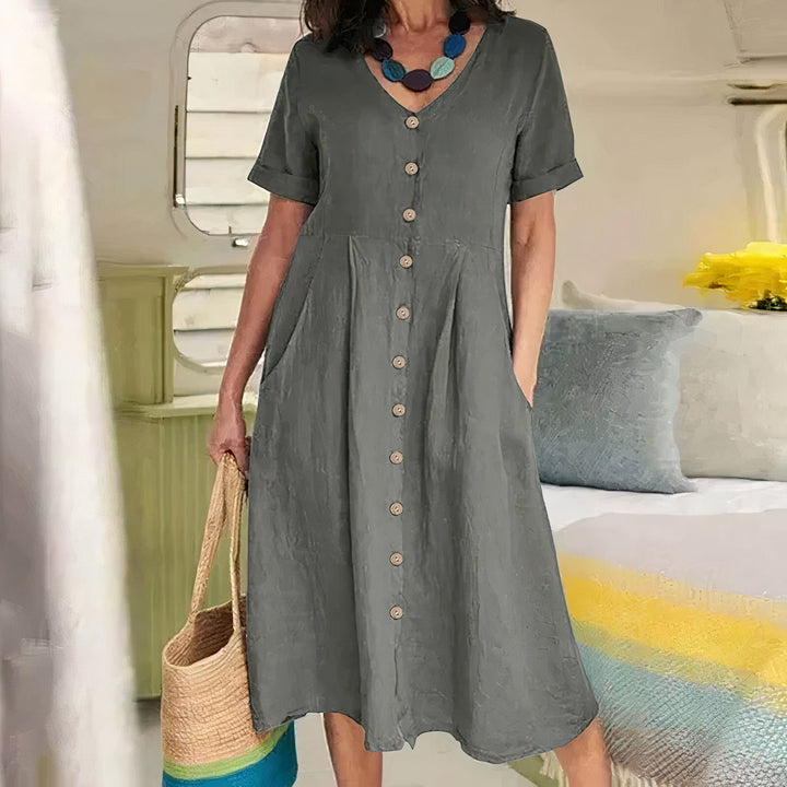 HALLIE™ – Classic Buttoned Dress