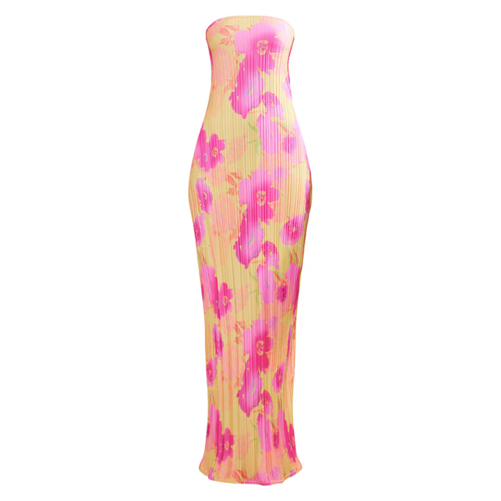 SARA™ - Casual Floral Backless Tie-Back Bodycon Dress