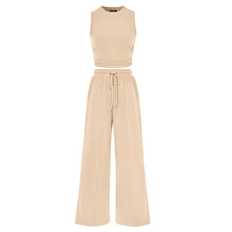 YUMI™ – Wide Leg Pants & Cropped Top Lounge Set