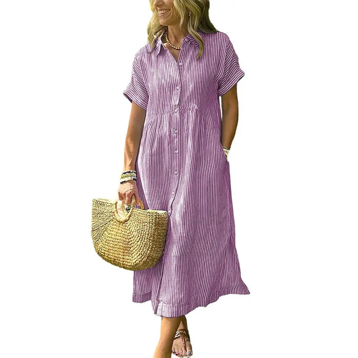 ANDREA™ – Relaxed Striped Summer Midi Dress