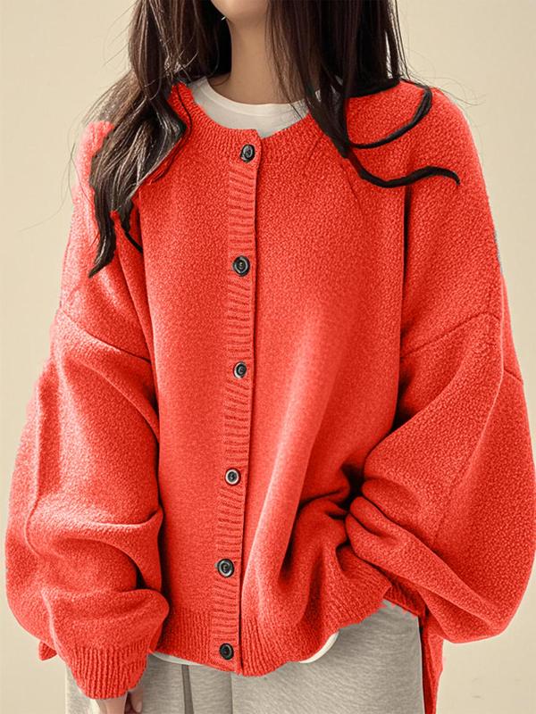 SOPHIA™ - Women Solid Color Button Front Knit Cardigan