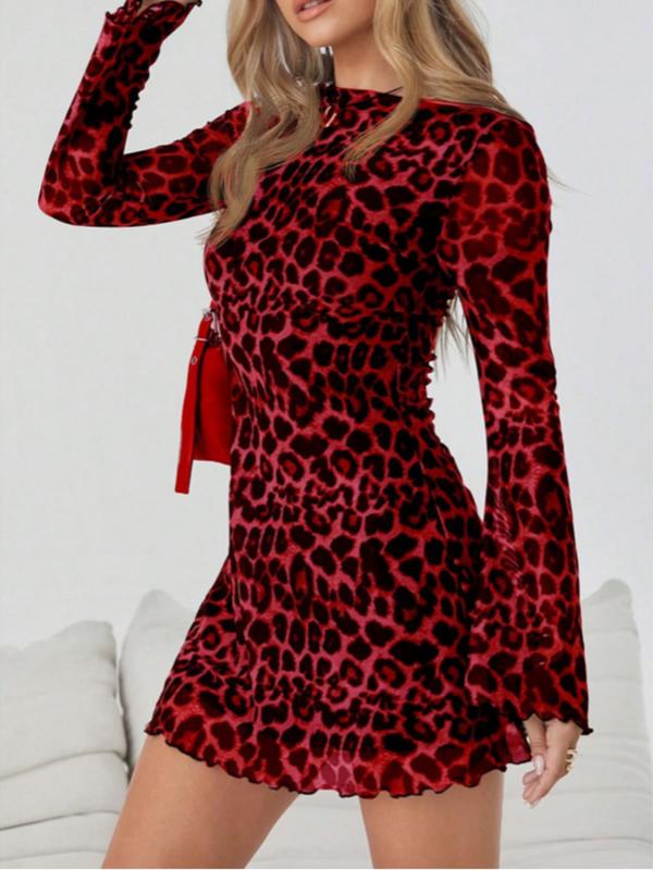 LILLY™ - Leopard Print Long-Sleeve Bodycon Dress for Elegant Style