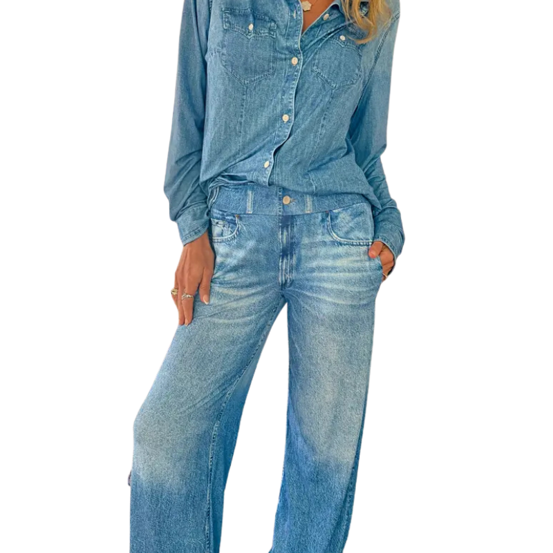ALICE™ – Denim Shirt and Wide-Leg Jeans Set