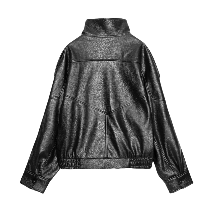 ARCIE™ –  Cozy Faux Leather Stand Collar Oversized Moto Jacket