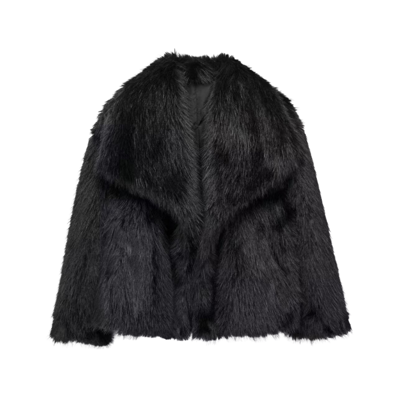 ROSANA™ – Elegant Oversized Fur Lapel Jacket