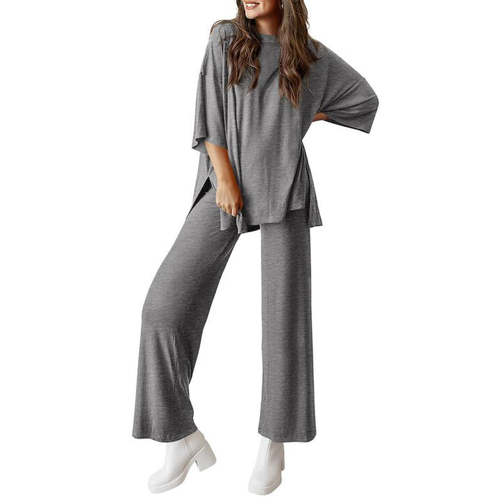 FREYA™ – Short Sleeve Lounge Top & Wide Leg Pants Set