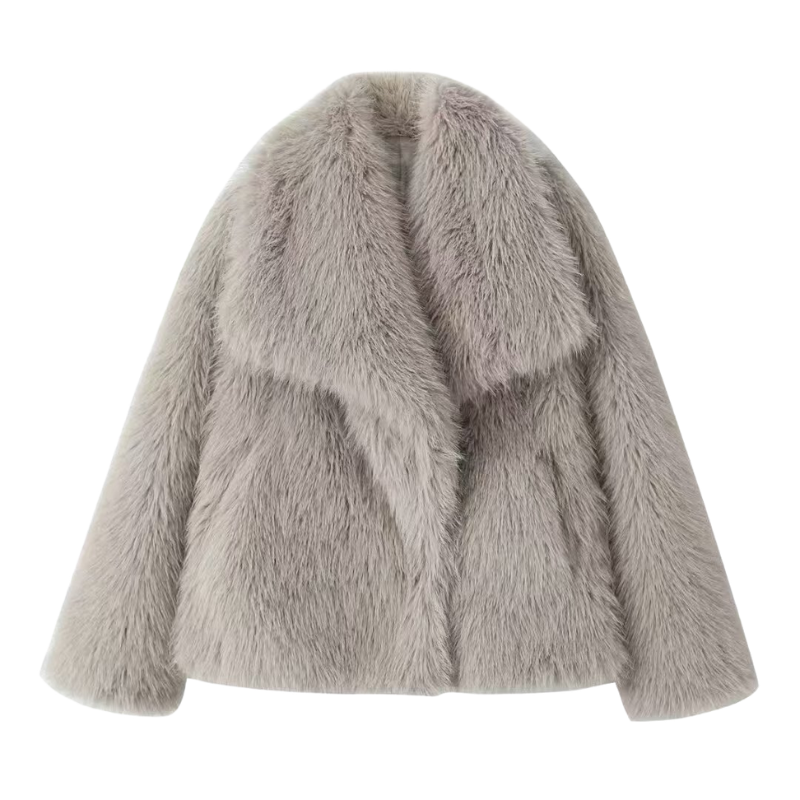 ROSANA™ – Elegant Oversized Fur Lapel Jacket