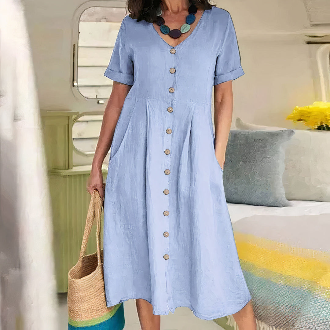 HALLIE™ – Classic Buttoned Dress