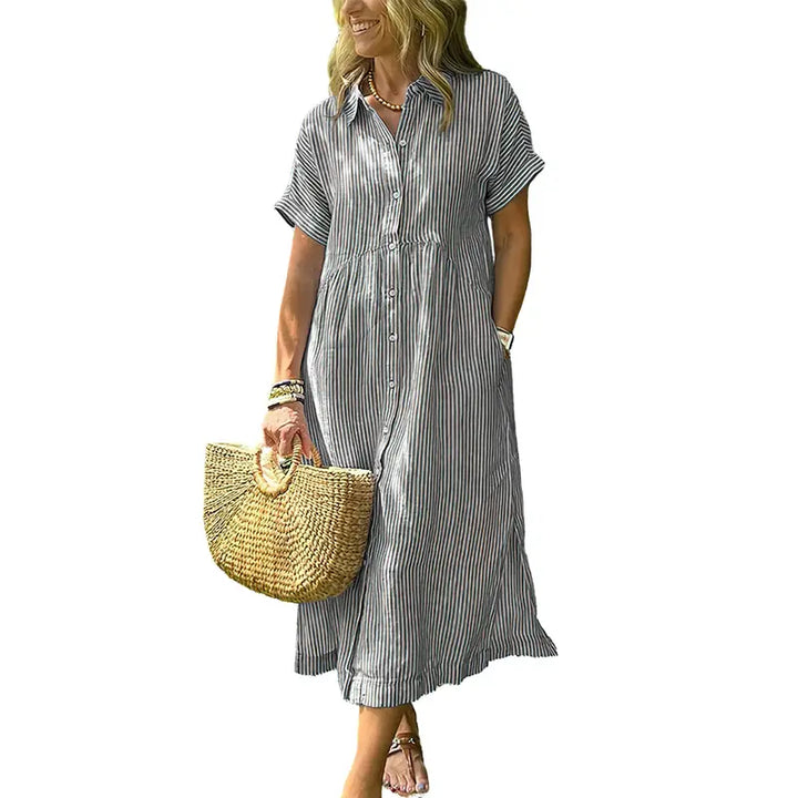 ANDREA™ – Relaxed Striped Summer Midi Dress