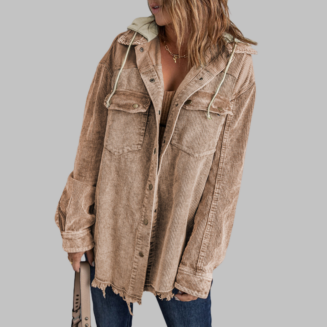 DABRINA™ - Classic Button Down Long Sleeve Hooded Jacket