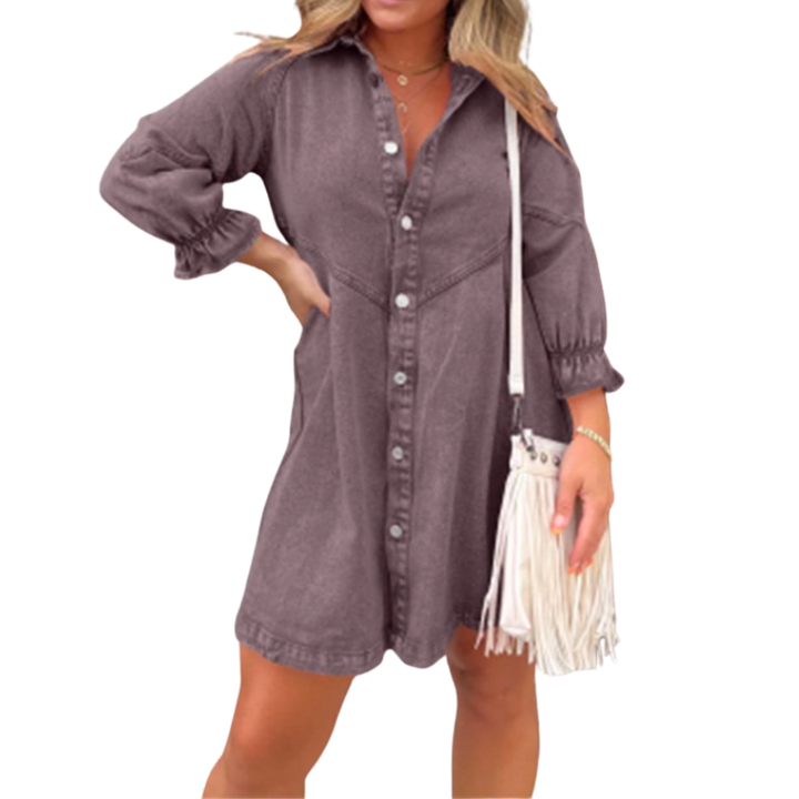 CORY™ – Contemporary Collared Puff Sleeve Mini Dress