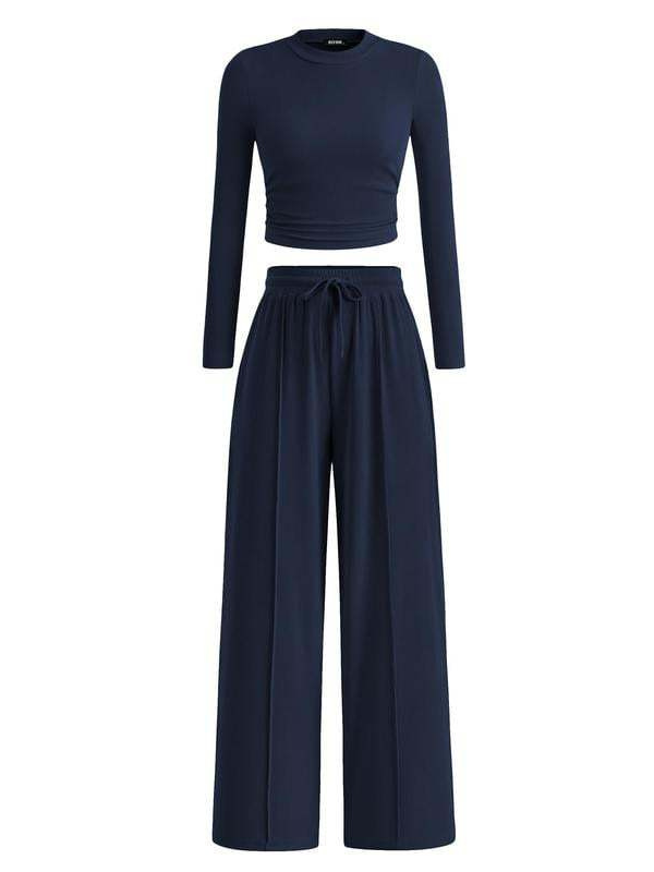 JANE™ – Cozy Ribbed Crop Top & Wide Leg Pants Set