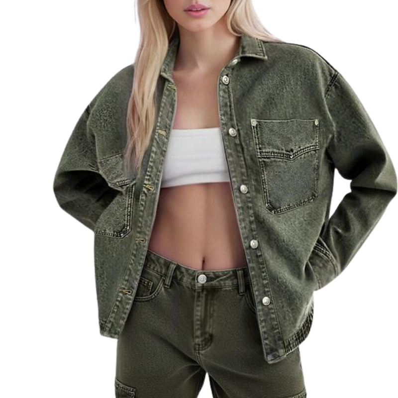 LOVELY™ – Women’s Casual Drop Shoulder Denim Jacket