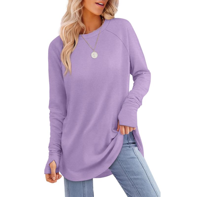 MIRA™ - Women's Long Sleeve Tunic Top with Thumb Hole and Curved Hem