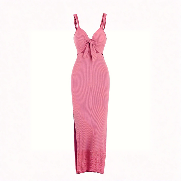 CLARIZA™ – Timeless Backless Knot Front Dress