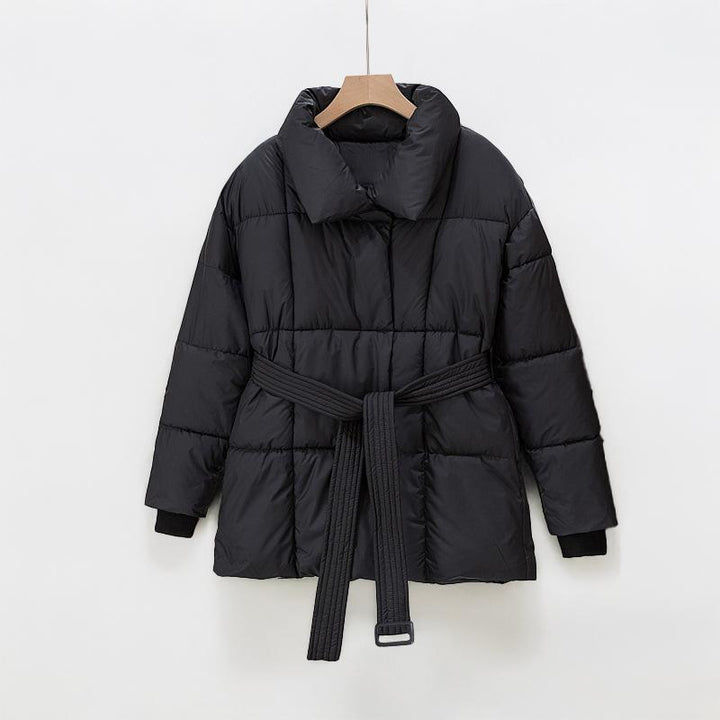 JASMINE™ - Cozy Thermal Stand Collar Waist Tie Zip-Up Coat for Winter