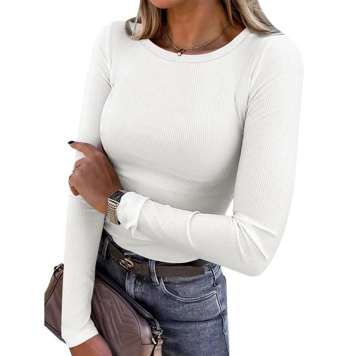 MERIAM™ - Women Rib Knit Long Sleeve Slim Fit Crewneck Top