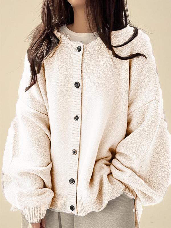 SOPHIA™ - Women Solid Color Button Front Knit Cardigan