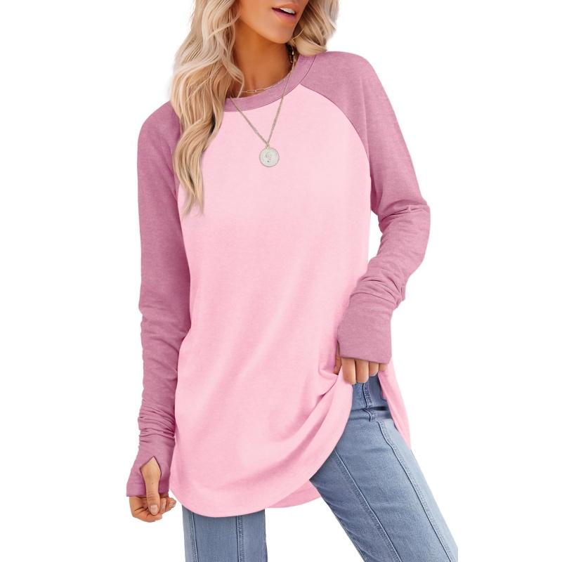 MIRA™ - Women's Long Sleeve Tunic Top with Thumb Hole and Curved Hem