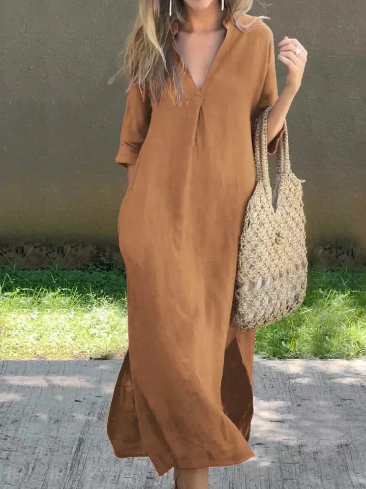 JULIA™ – Classic V-Neck Maxi Dress