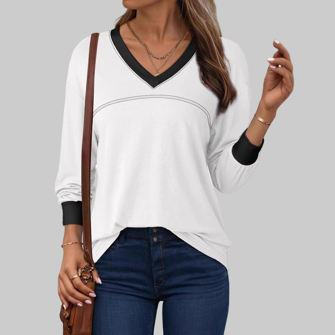 ANESHA™ - Casual Long Sleeve V-Neck Top