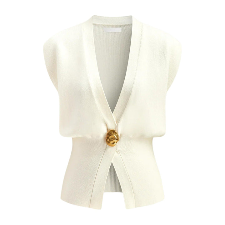 DAISY™ – Elegant V-Neck Button-Front Vest Top