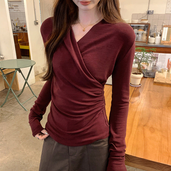 LINA™ - Women's Surplice Long Sleeve Top for Casual & Office Wear