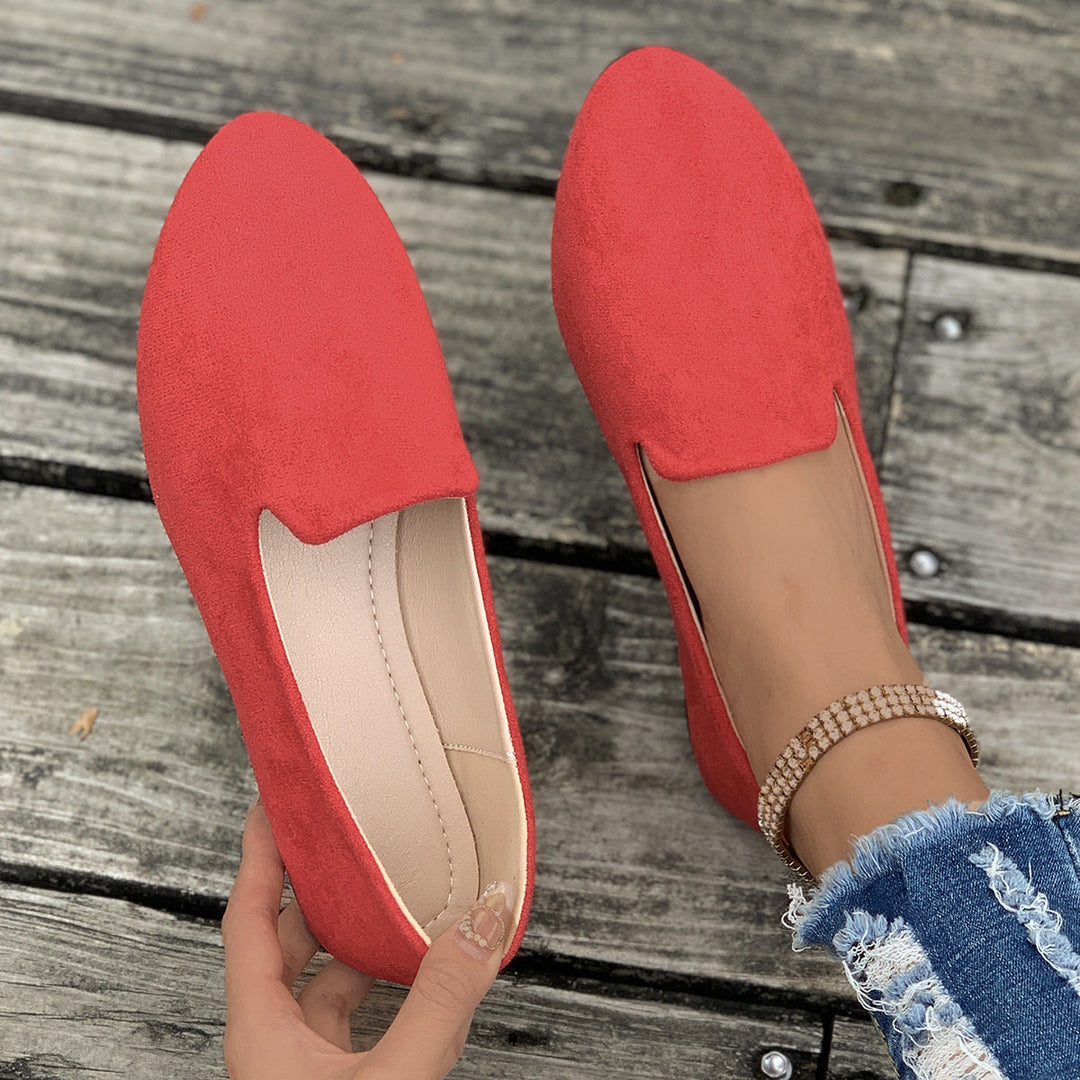 MIA™ - Women Solid Color Pointed Toe Slip On Flat Shoes