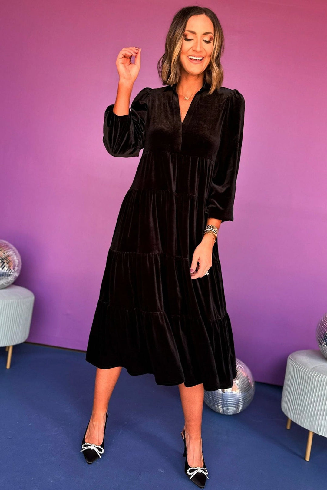 DALORA™ - Velvet Midi Dress