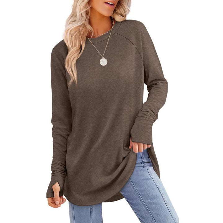 MIRA™ - Women's Long Sleeve Tunic Top with Thumb Hole and Curved Hem