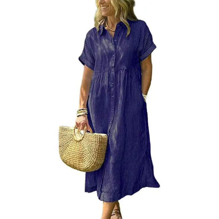 ANDREA™ – Relaxed Striped Summer Midi Dress