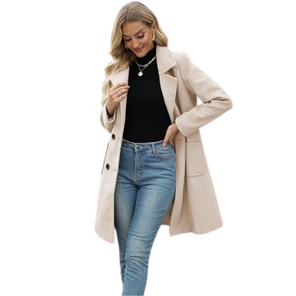 LUCIA™ - Women’s Camel Wool Blend Double-Breasted Mid-Long Coat