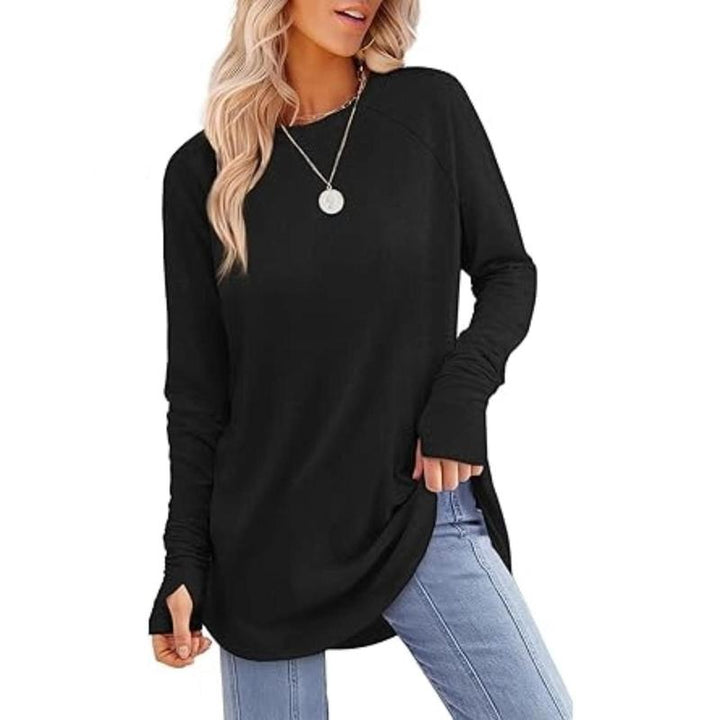 MIRA™ - Women's Long Sleeve Tunic Top with Thumb Hole and Curved Hem