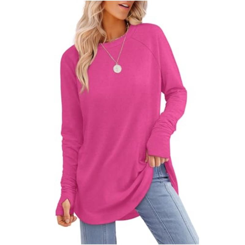 MIRA™ - Women's Long Sleeve Tunic Top with Thumb Hole and Curved Hem