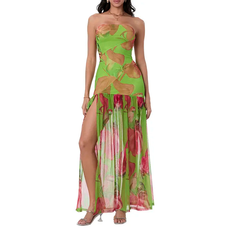 BETHY™ – Sexy Strapless High Slit Maxi Dress