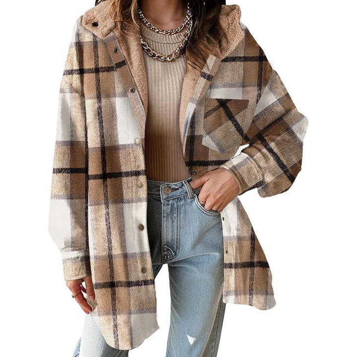 MARIE™ - Flannel Hooded Plaid Shacket Thick Winter Fleece Coat